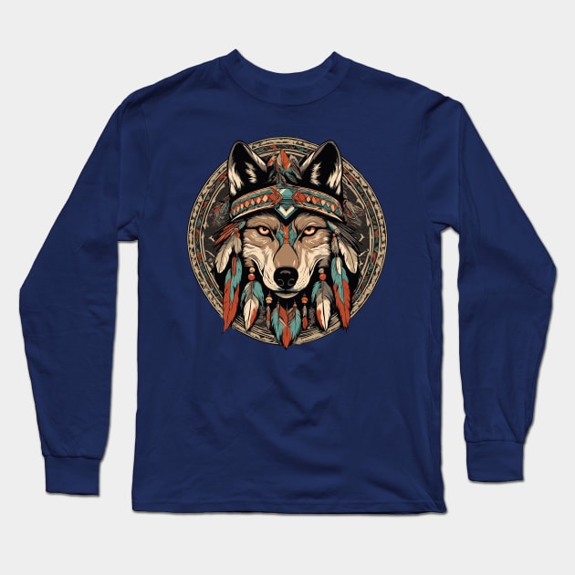 Wolf Totem Long Sleeve T-Shirt by Ray Crimson